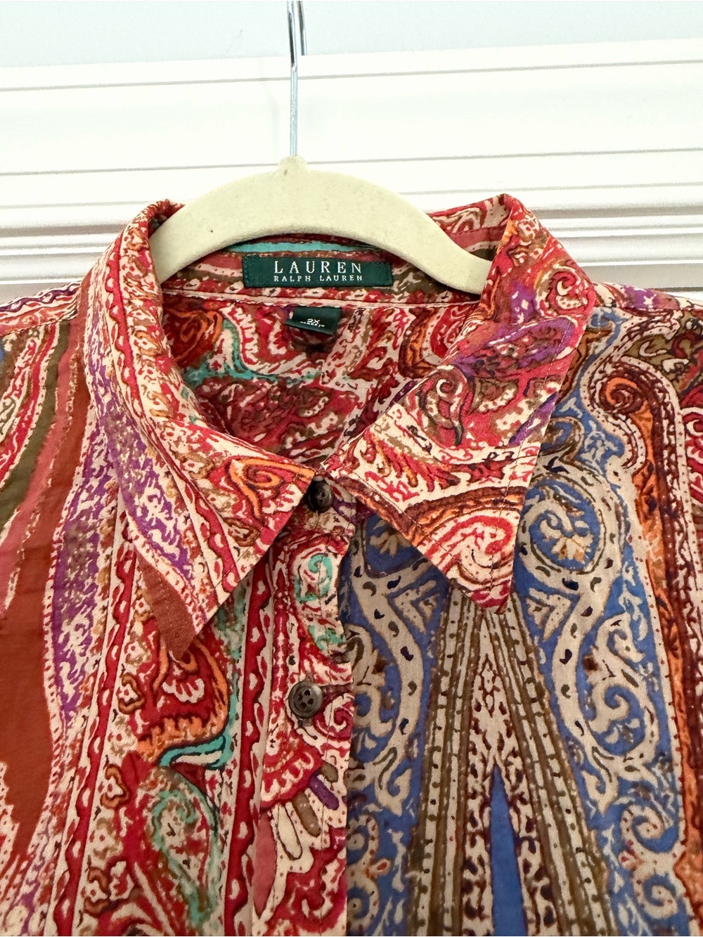 Ralph Lauren Red Brown Blue Green Paisley Button-Down Shirt - Picture 3 of 6